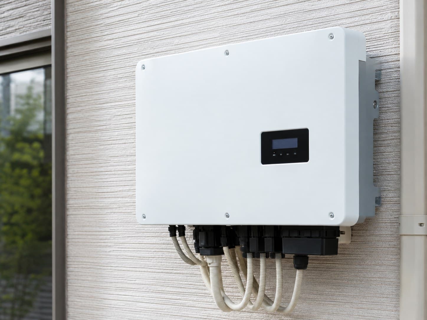 太陽光発電のパワーコンディショナのクローズアップ