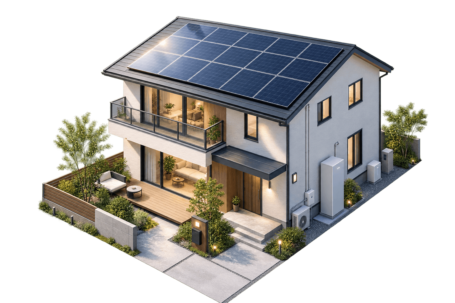 太陽光パネルと蓄電池を備えた住宅のイメージ